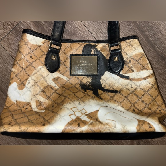 LAMB Gwen Stefani Vintage Icon Stencil Pattern Percy Satchel Handbag - Picture 2 of 5